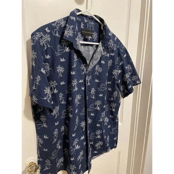 No Boundaries Men's Size X-Large Dark Blue Summer Button Down - Picture 2 of 8